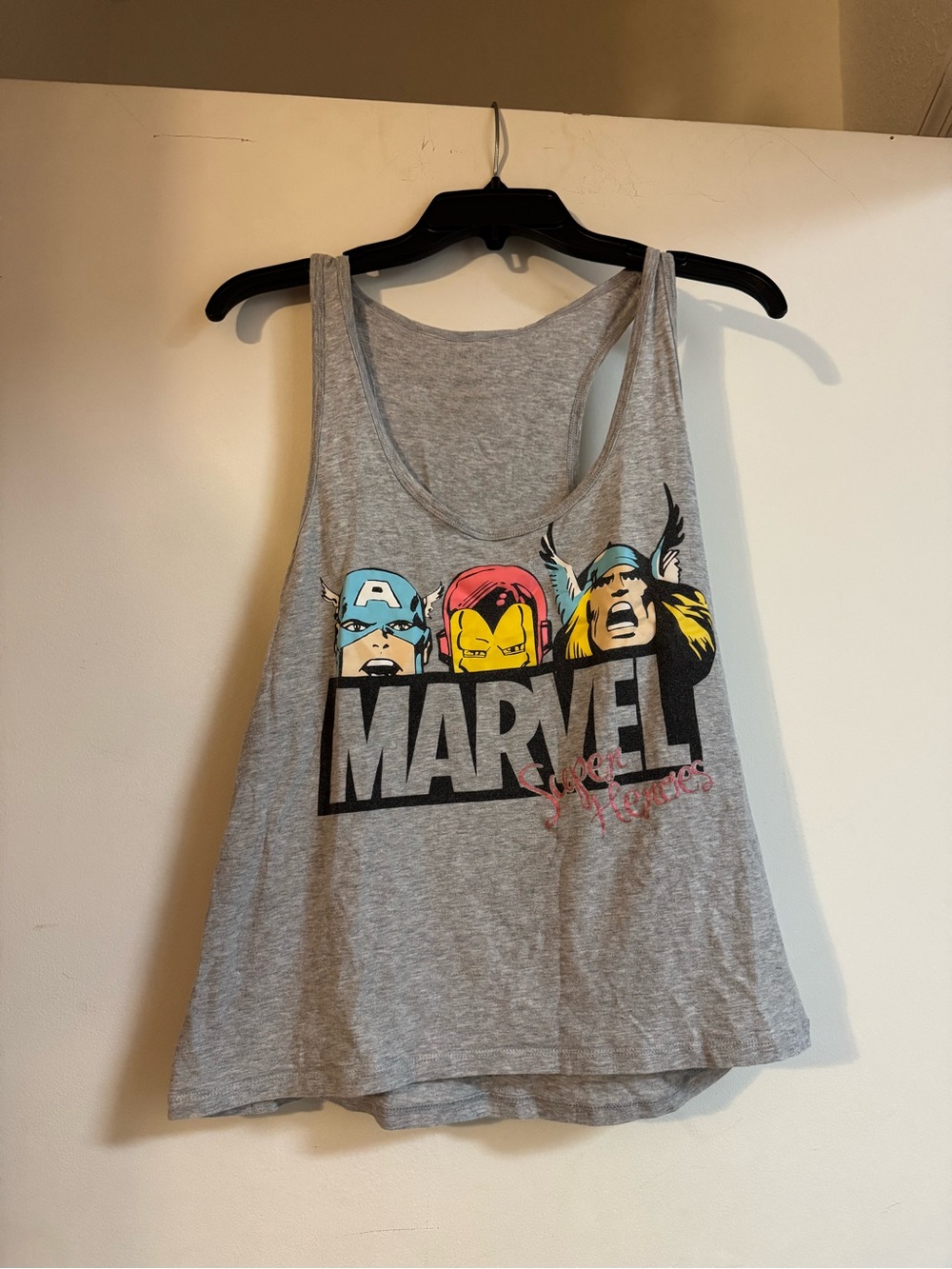 Marvel Light Gray Graphic Tank with Captain America, Iron Man & Thor